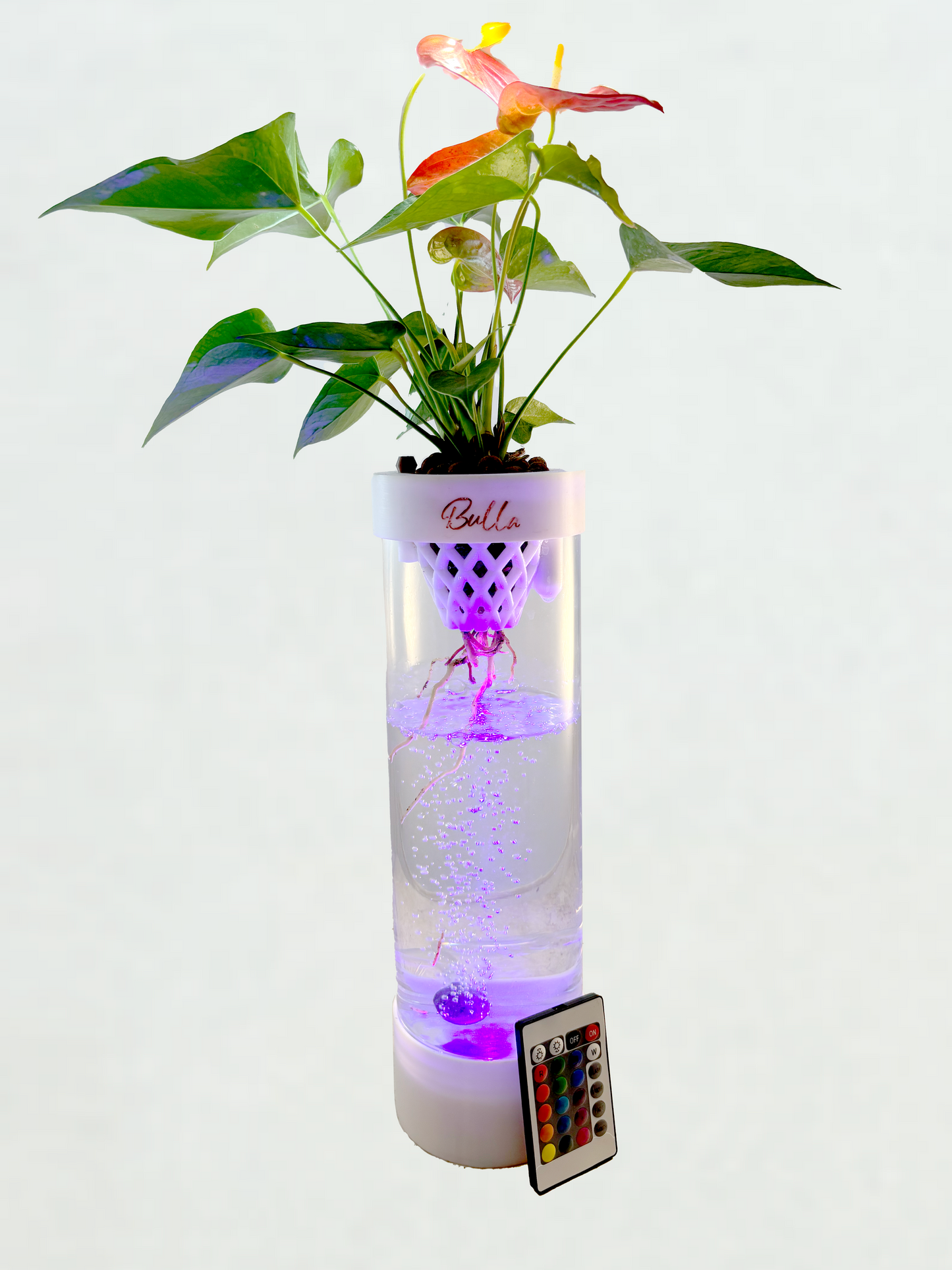 Bulla bubble pot, עציץ הידרופוני דקורטיבי בצבע לבן אבן, בינוני לצמחי נוי ביתים
